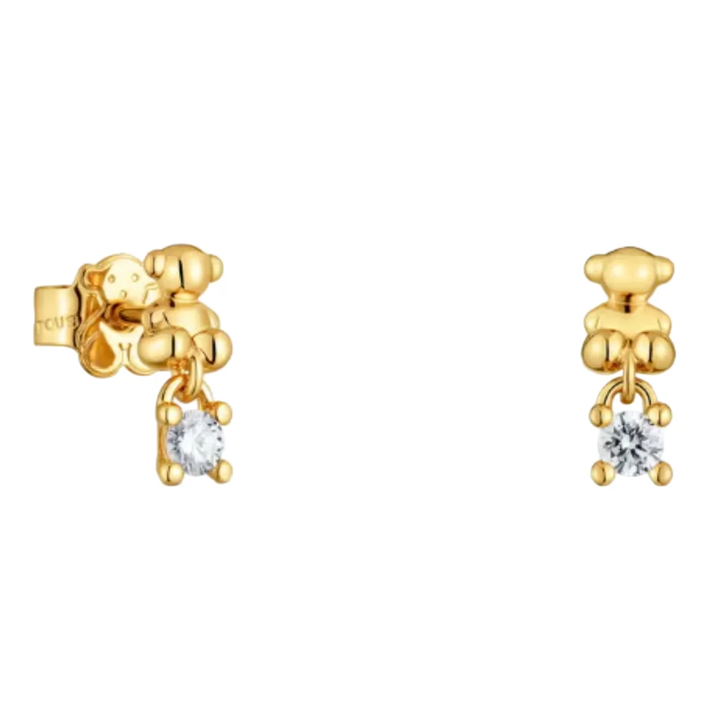 S&S Vintage Bear Drop Earrings with Imitation Pearl & Zircon — S&S Collection