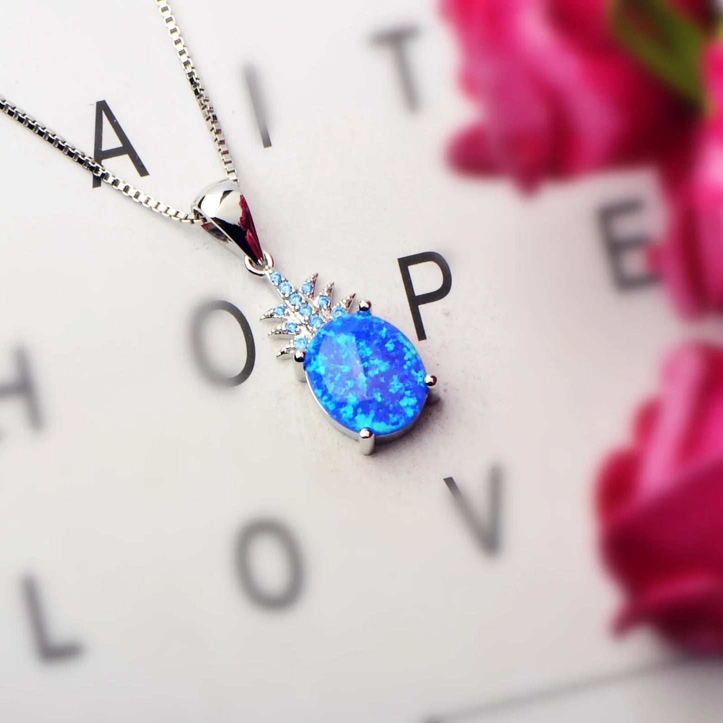 TikTok INS Wind Hawaii Beach Explosion Brass Opal Pineapple Pendant Necklace Cute Style Children's Wholesale Inlaid Charms