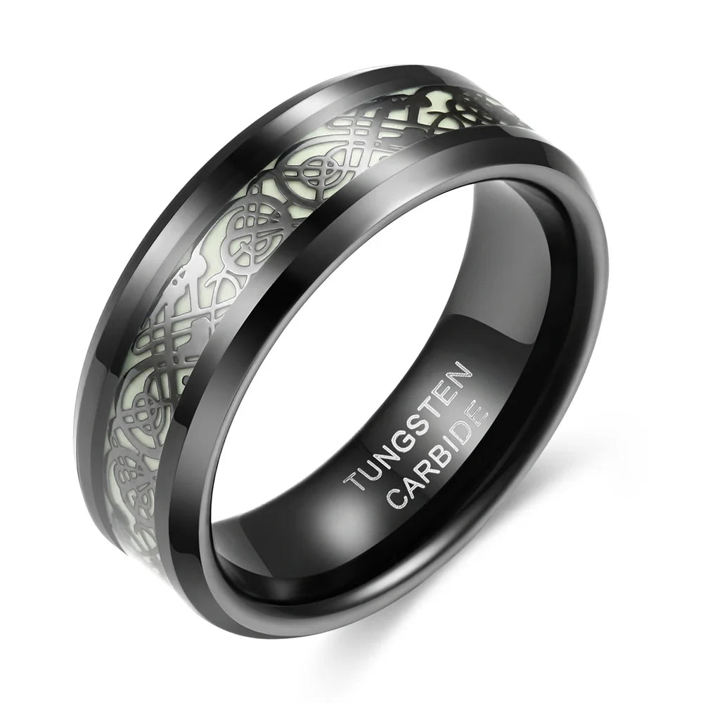 NEWLiFE REBEL Focus Wave 8mm Dragon Ring in Tungsten