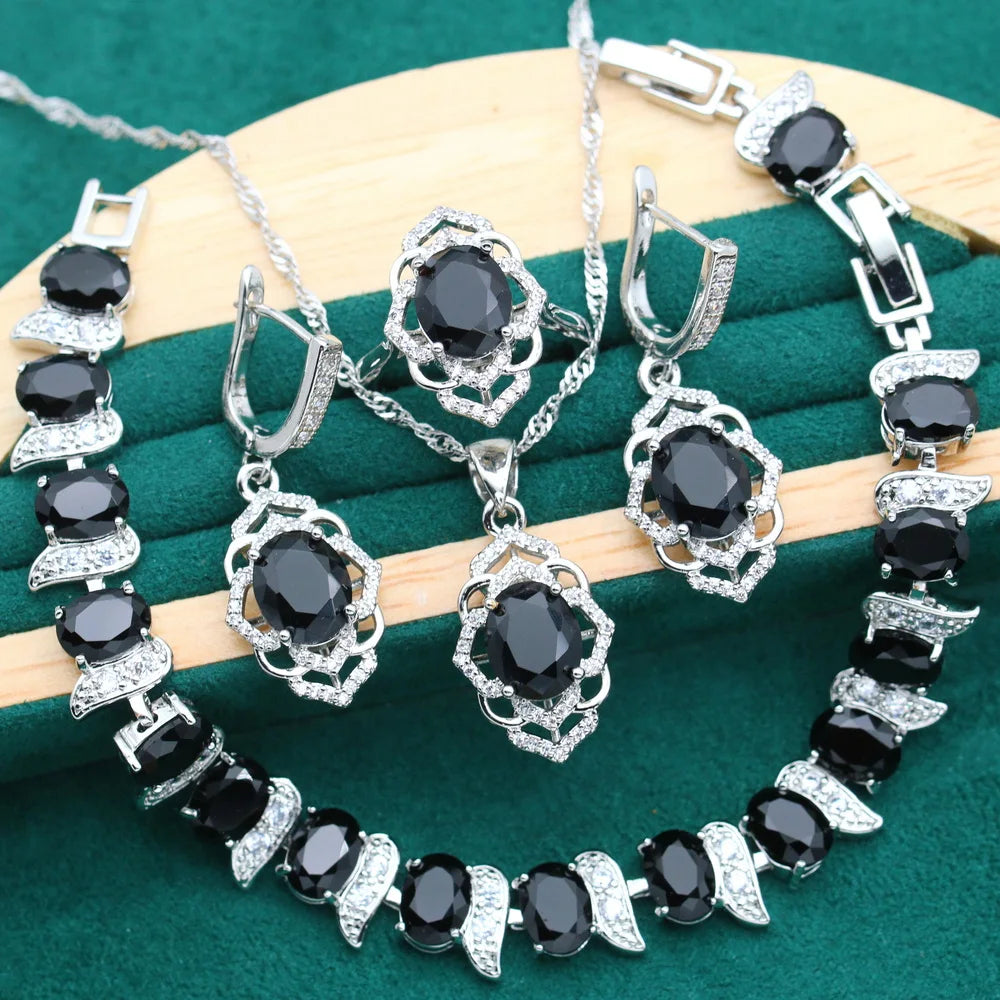 XOTICA 2022 New Red Cubic Zirconia Platinum Plated Classic Wedding Party Jewelry Sets for Women Bracelet Earrings Open Ring Pendant