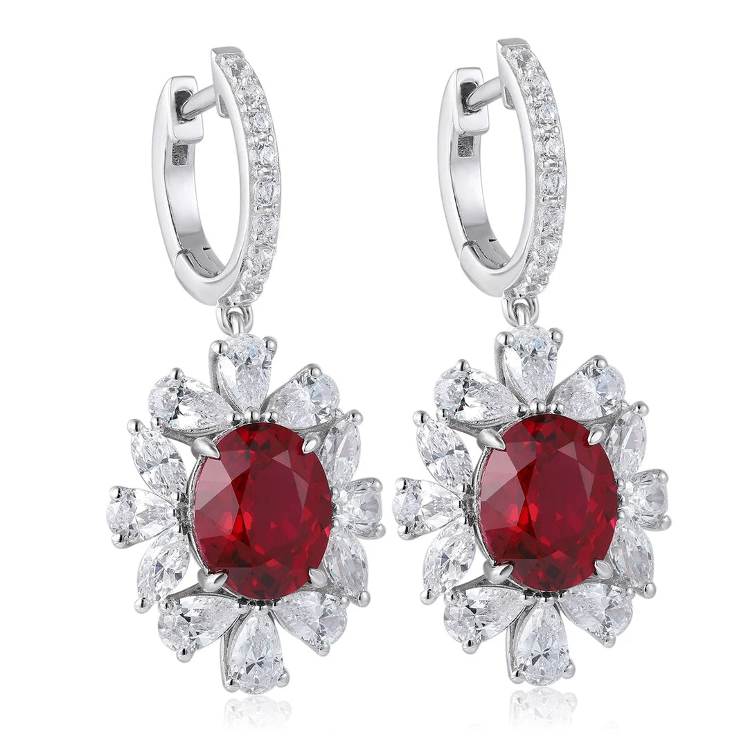 Gemfiori Anster High Quality S925 Lab Grown Ruby Earring Stud Dainty Gemstone Stud Earrings for Women Daily Wear Gift