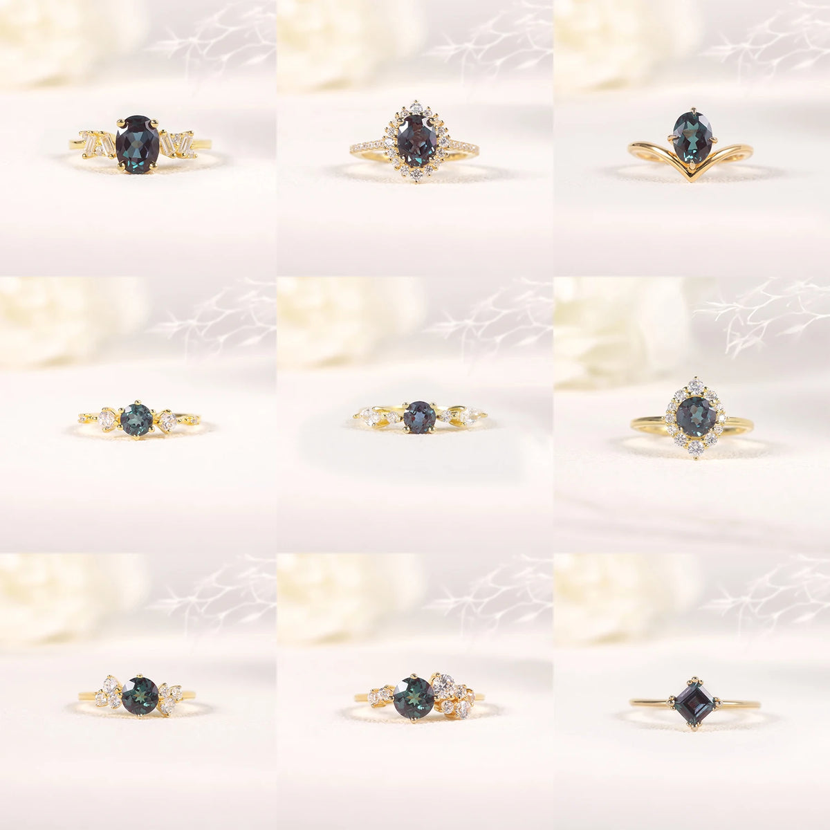 ArtistA Abiding Custom Various Designs Gold Plated 925 Silver Multishape Lab Grown Alexandrite Wedding Engagement Rings for Women