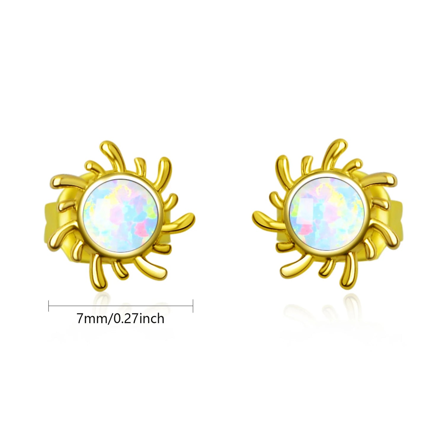 Aobao Silver Plated Brass Opal Christian Stud Earrings Bohemian Style Women's Gift
