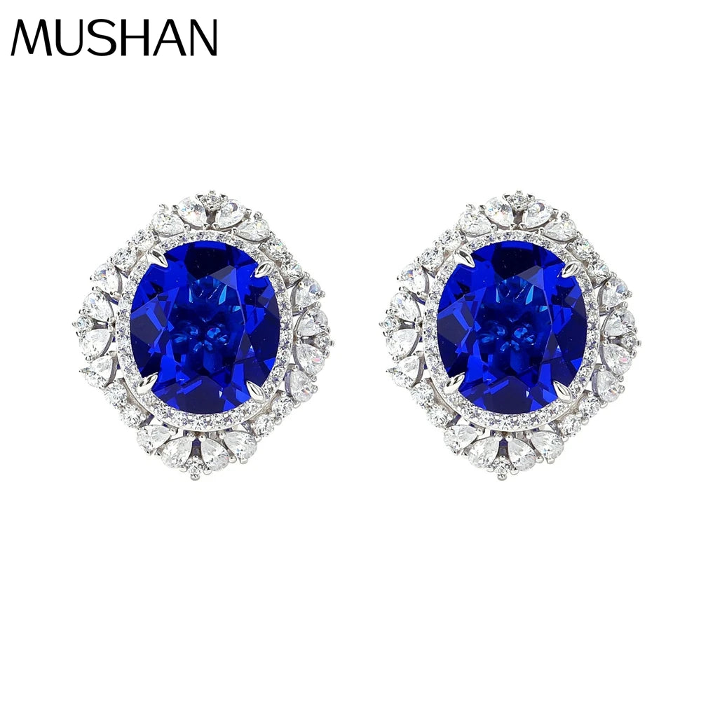 MUSHAN Jewelry Factory S925 Sterling Silver Stud Earrings Light Luxury and HighEnd Electroplated Gold HighCarbon Diamond Jewelry