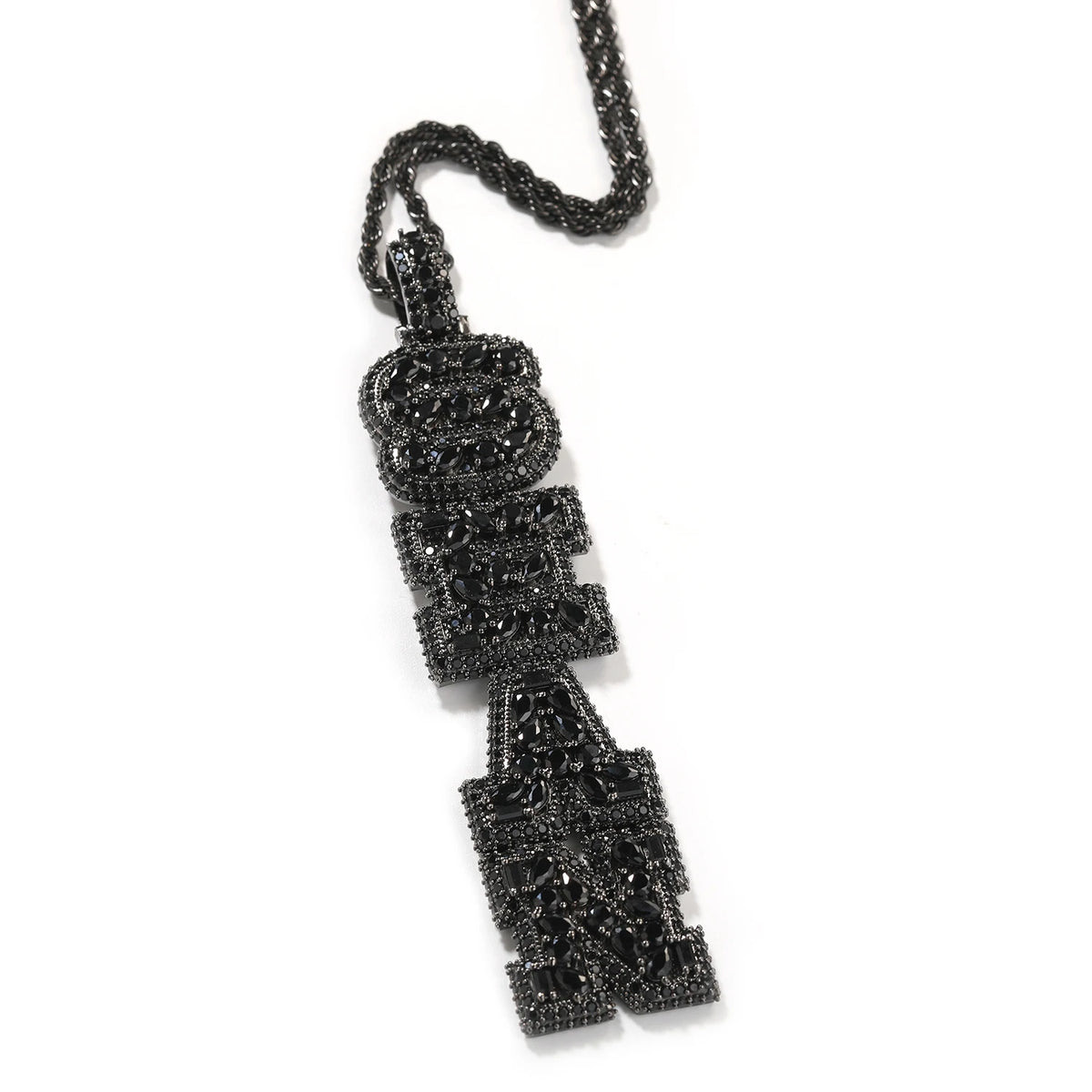 BiG-BOSS Uwin Mix Setting Name Pendant Multi Color CZ Initial Pendant Vertical Letter Pendant Hip Hop Personalized Jewelry