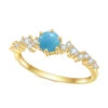Gemfiori Abiding Classic Design 925 Silver Yellow Gold Plated Turquoise Rings Stacking Synthetic Gemstone Turquoise Ring in Stock