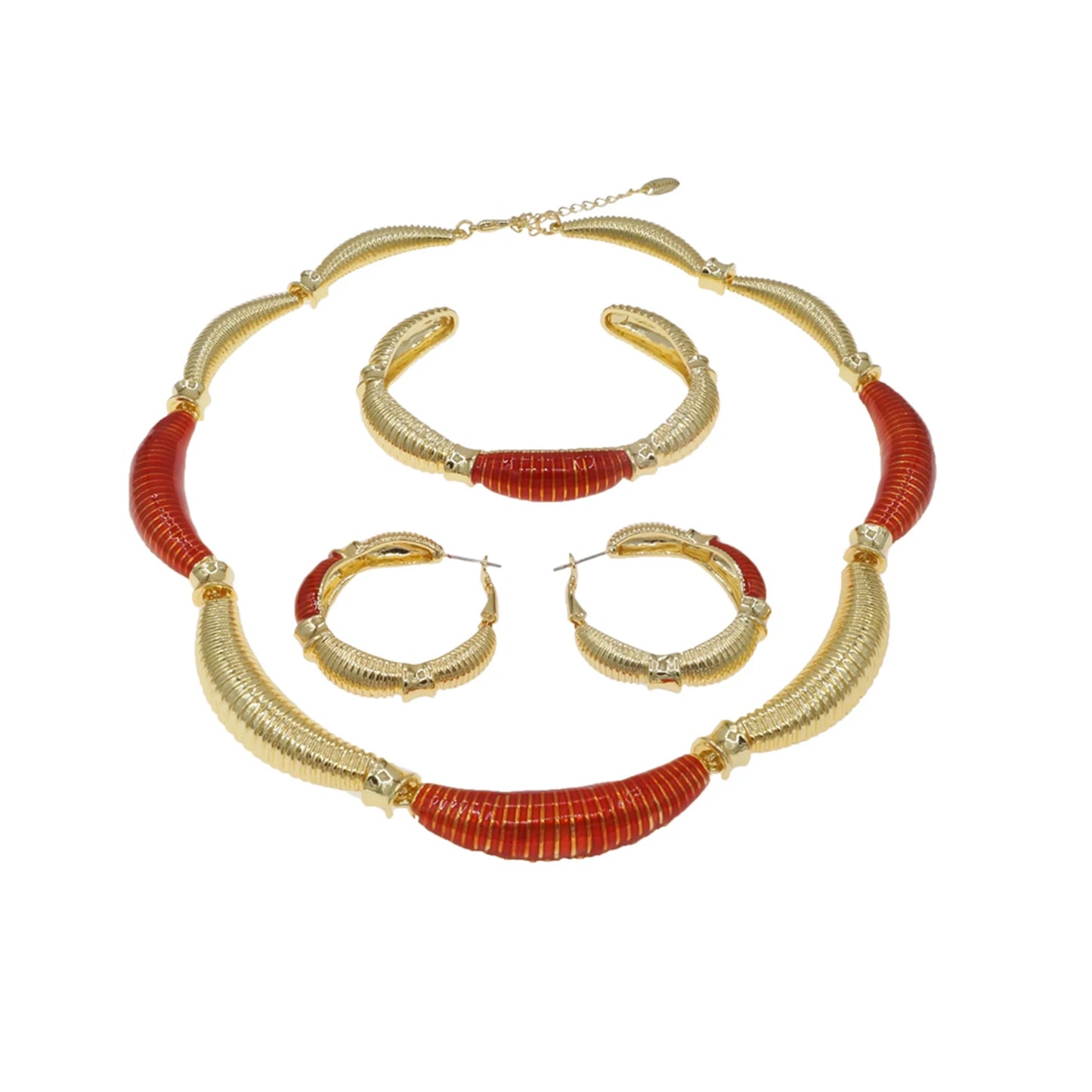 Zhuerrui Fashion Luxury Good Jewelry Sets Exquisite Red Necklace Ring Jewelry Set Factory Women's Festival Gifts HV004032