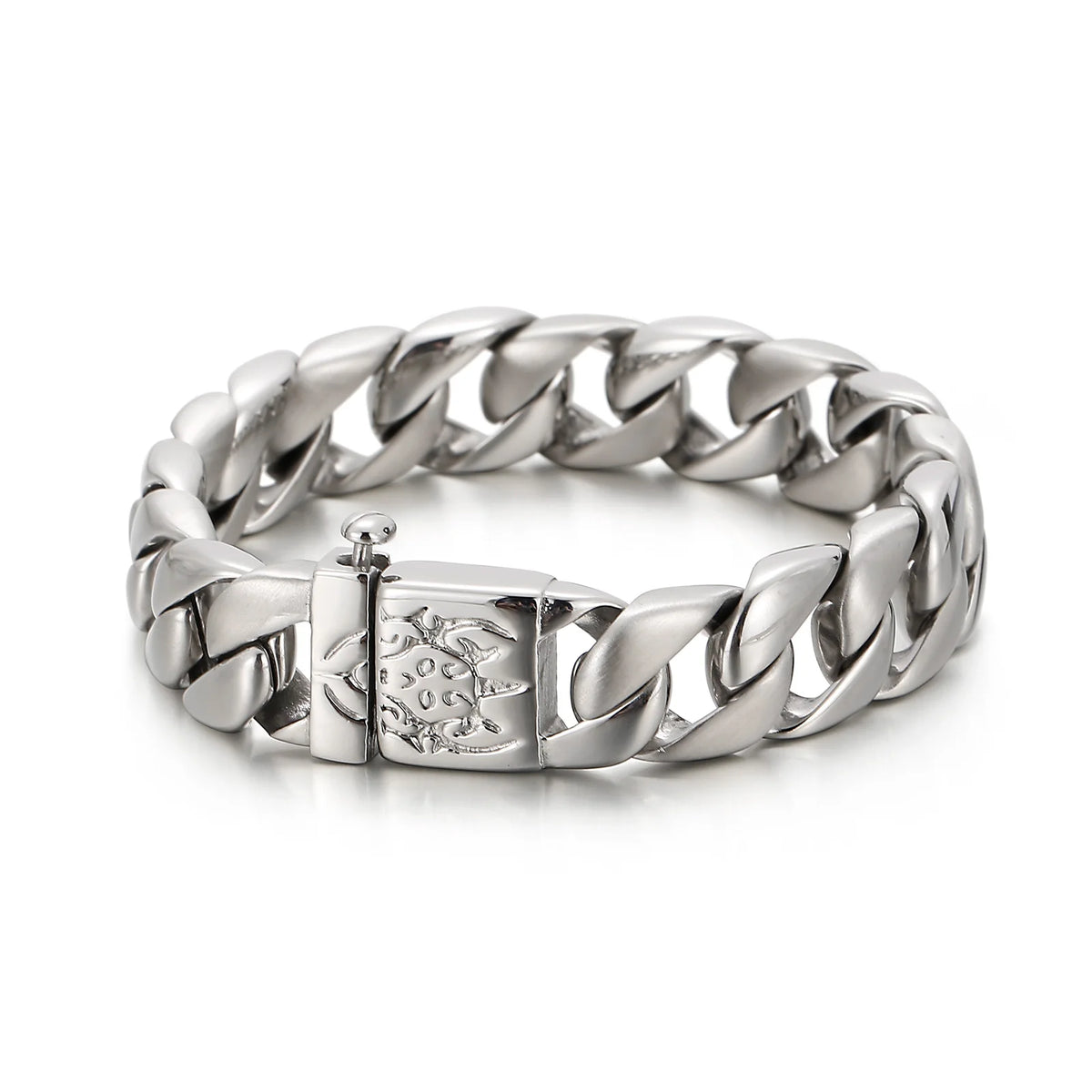 VIKING Shiny Hip Hop Chain Bracelet – 316L Stainless Steel Men's Silver Bangle
