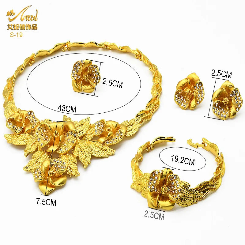 Gold Heart Bridal Jewellery Set | Necklace, Bracelet, Earrings & Ring | 24 Style Options