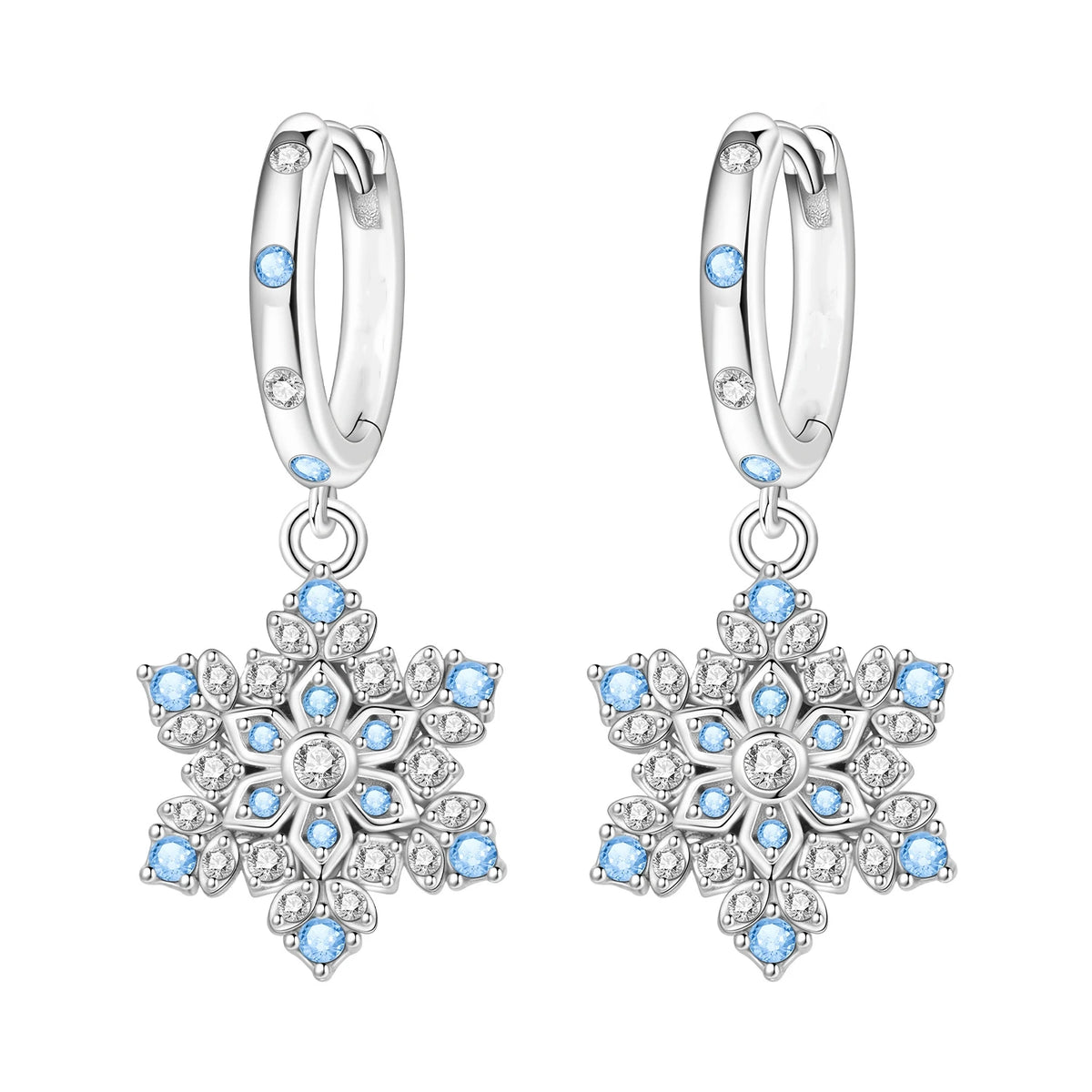 S&S Zircon Drop & Hoop Earrings | Snowflake, Feather & Clover | S&S