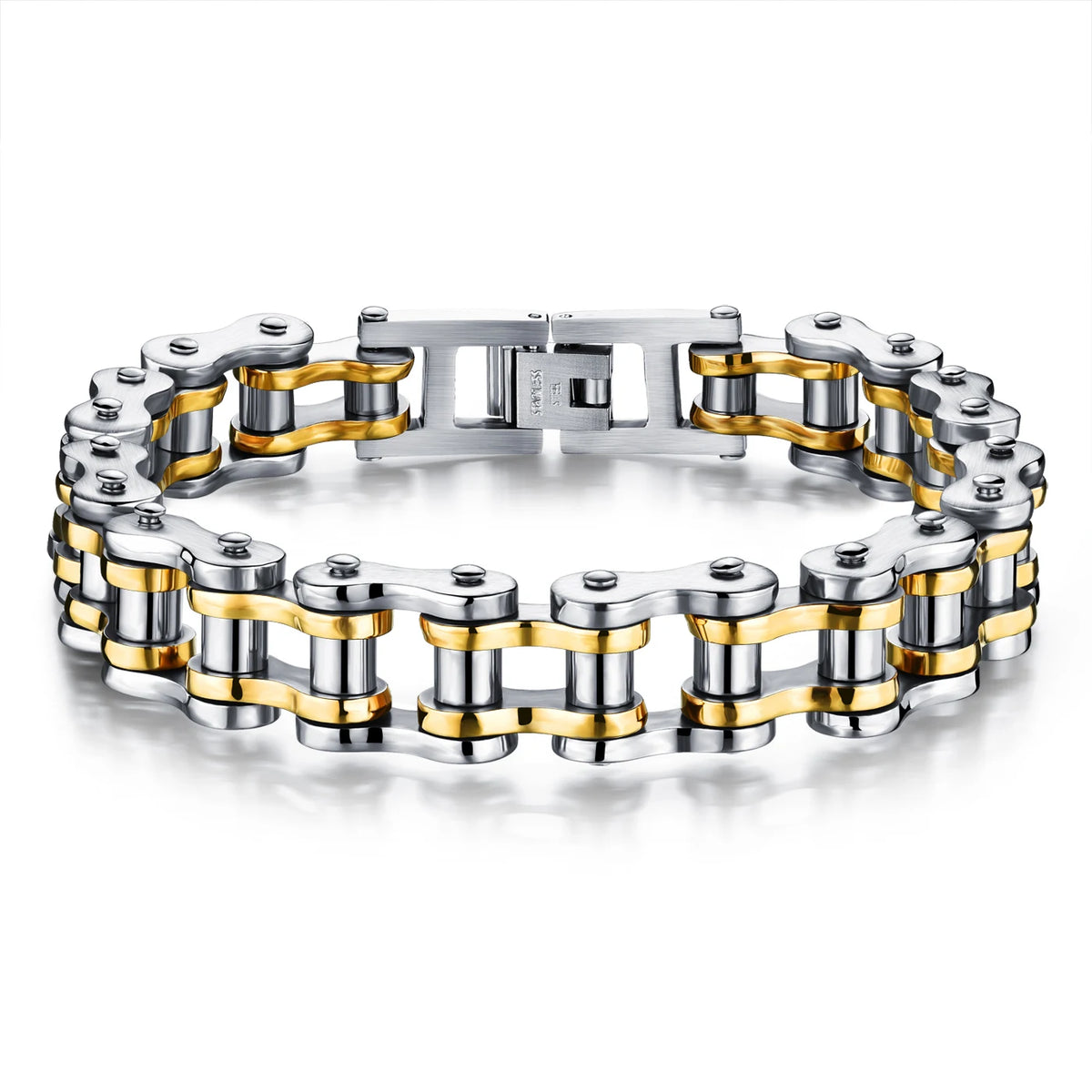 REBEL Best Quality Men Stainless Steel Fine Jewelry Bracelets Bangles for Men Hip Hop Gold Fashion Chain