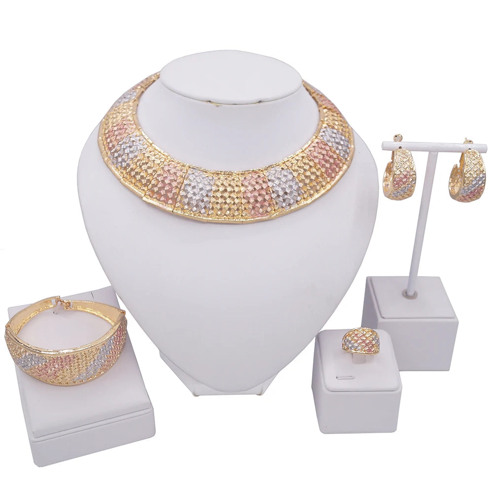 Zhuerrui Italy Brazil Gold Jewelry Set Fashion Vintage 24K High Quality Jewelry Sets Designer Wedding Party Jewelry HC20120514
