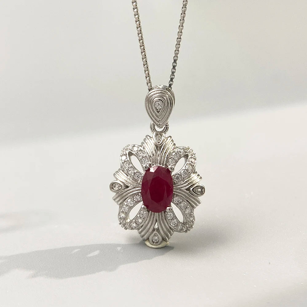 Gioiellieri Teardrop Ruby Pendant with Natural Red Gemstone for Women 925 Sterling Silver July Birthstone Fine Jewelry Elegant Wedding Gift