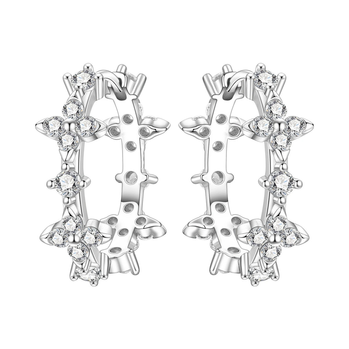S&S Zircon Plant & Maple Leaf Hoop Earrings — S&S Collection