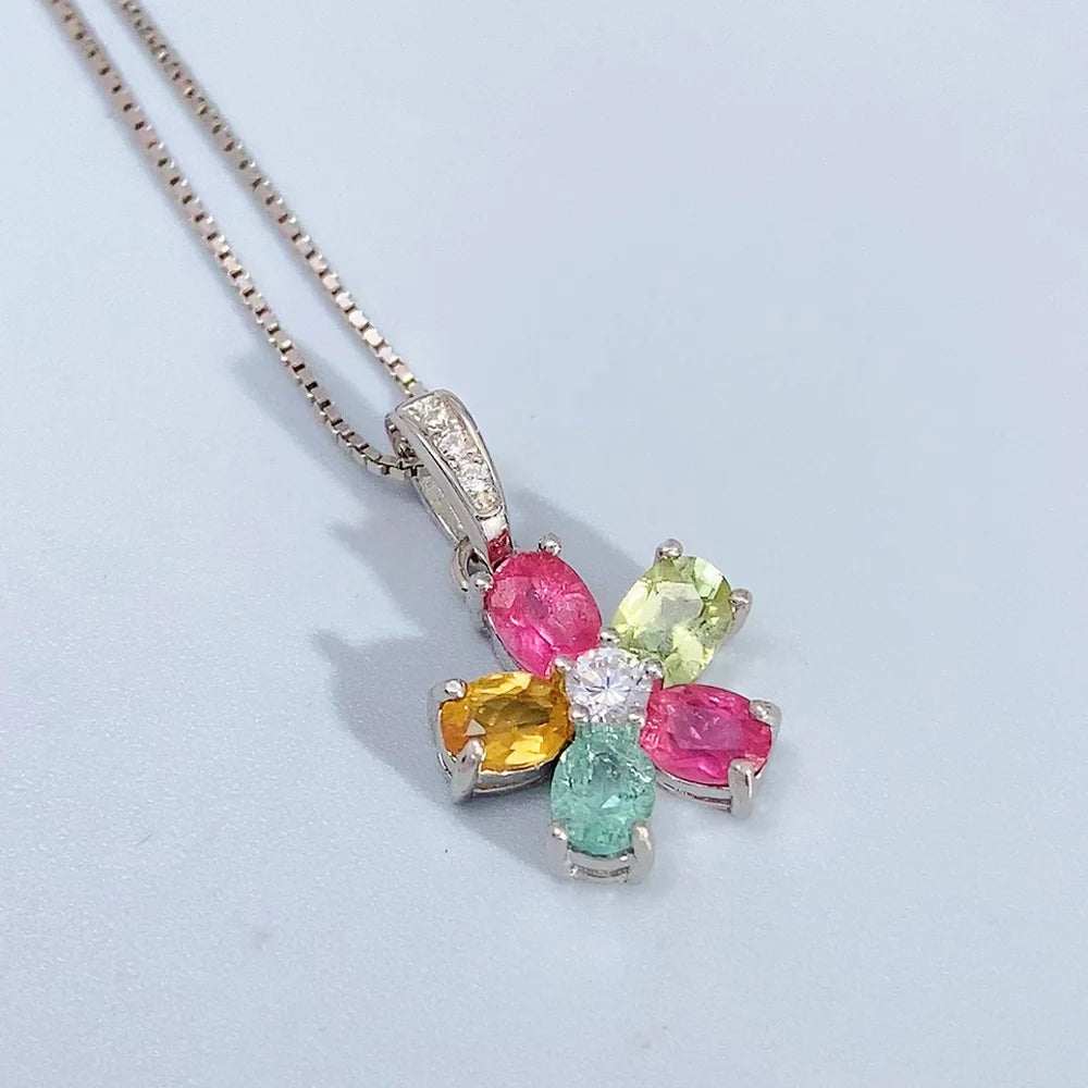 Gioiellieri Natural Tourmaline Pendant 925 Sterling Silver Necklace Fine Jewelry for Women Wedding Bridal Gift Custom Handmade