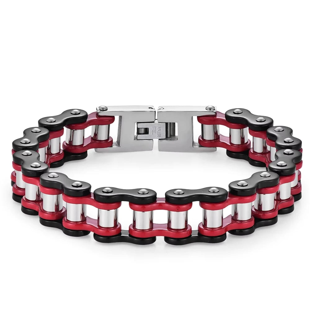 REBEL 316l Stainless Steel Pvd Waterproof Anti Non Tarnish for Men Punk Fashion Jewelry Bike Motorcycle Gift Chain Bracelet