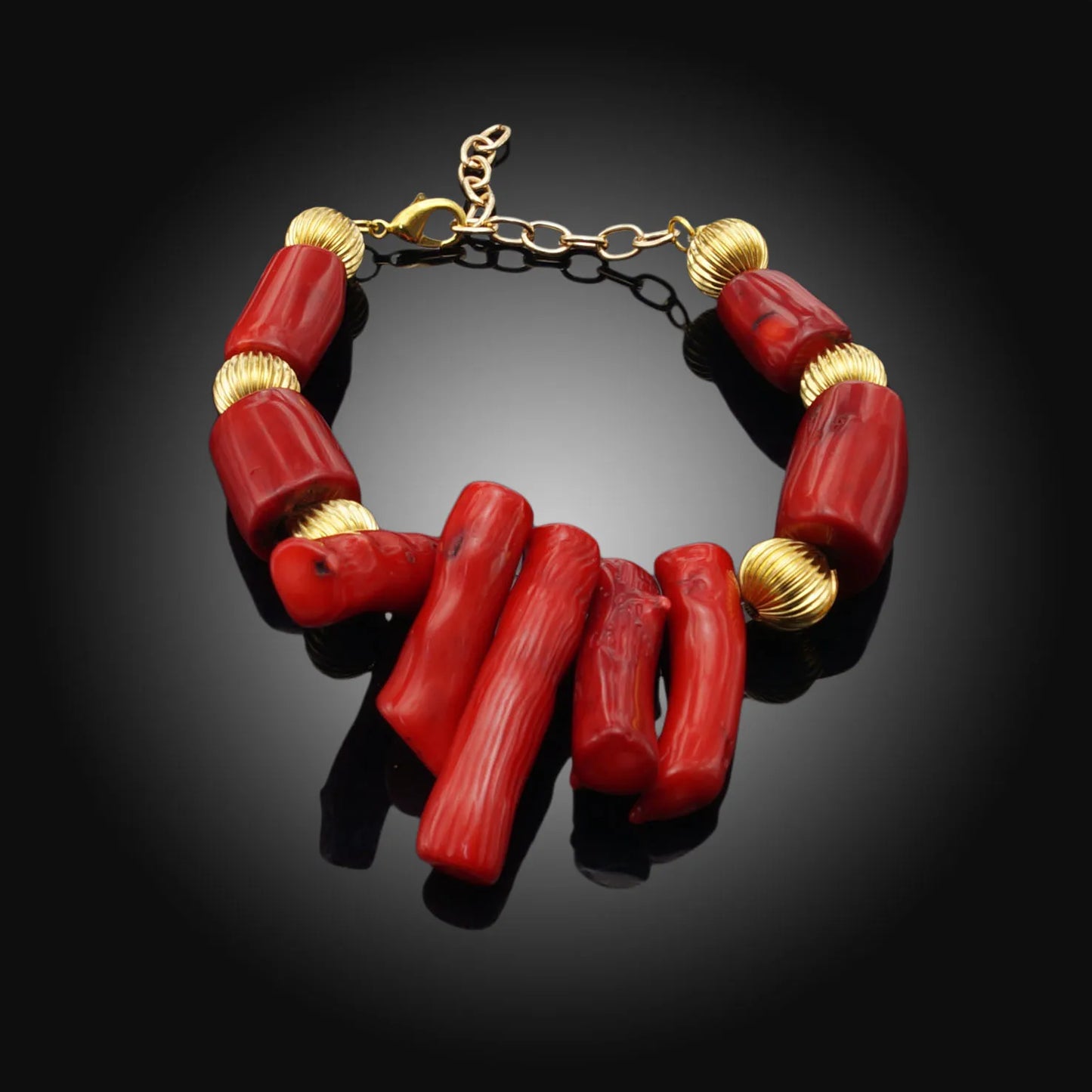 Zhuerrui Luxurious Red Coral Bead Design Sets Nigerian Women Like Gold Accessories Bracelet Set Irregular Cut Jewelry HF17041303
