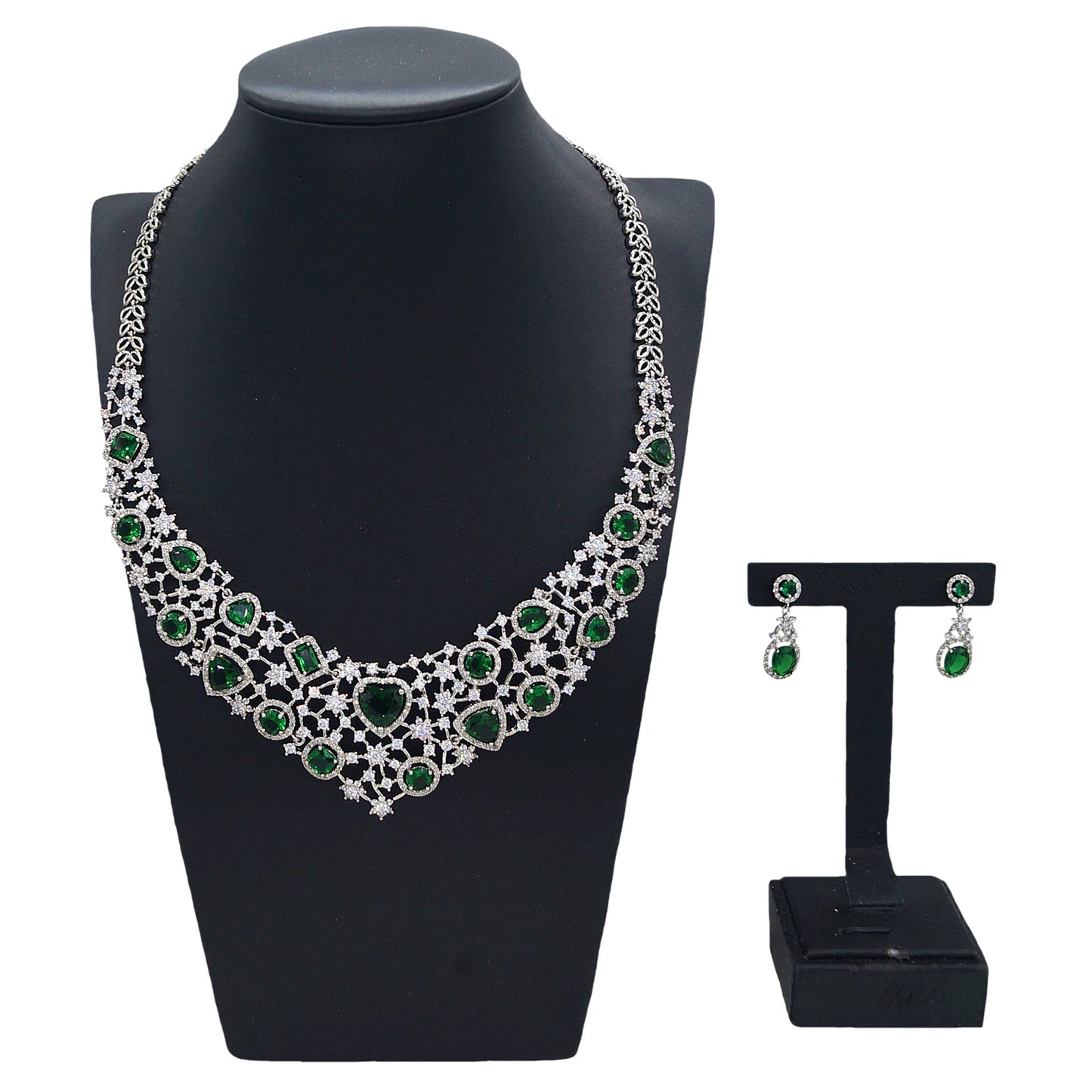 Zhuerrui Dubai Luxury Emerald Jewelry Two Sets of Nigerian Noble Wedding Necklace Earrings Factory Spot Second HairZA23003085