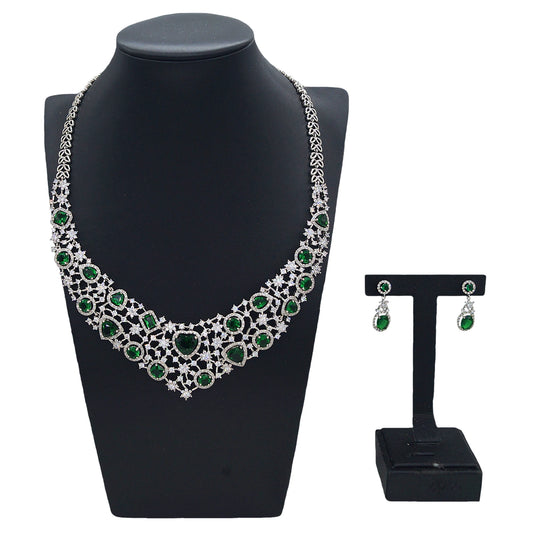 Zhuerrui Dubai Luxury Emerald Jewelry Two Sets of Nigerian Noble Wedding Necklace Earrings Factory Spot Second HairZA23003085