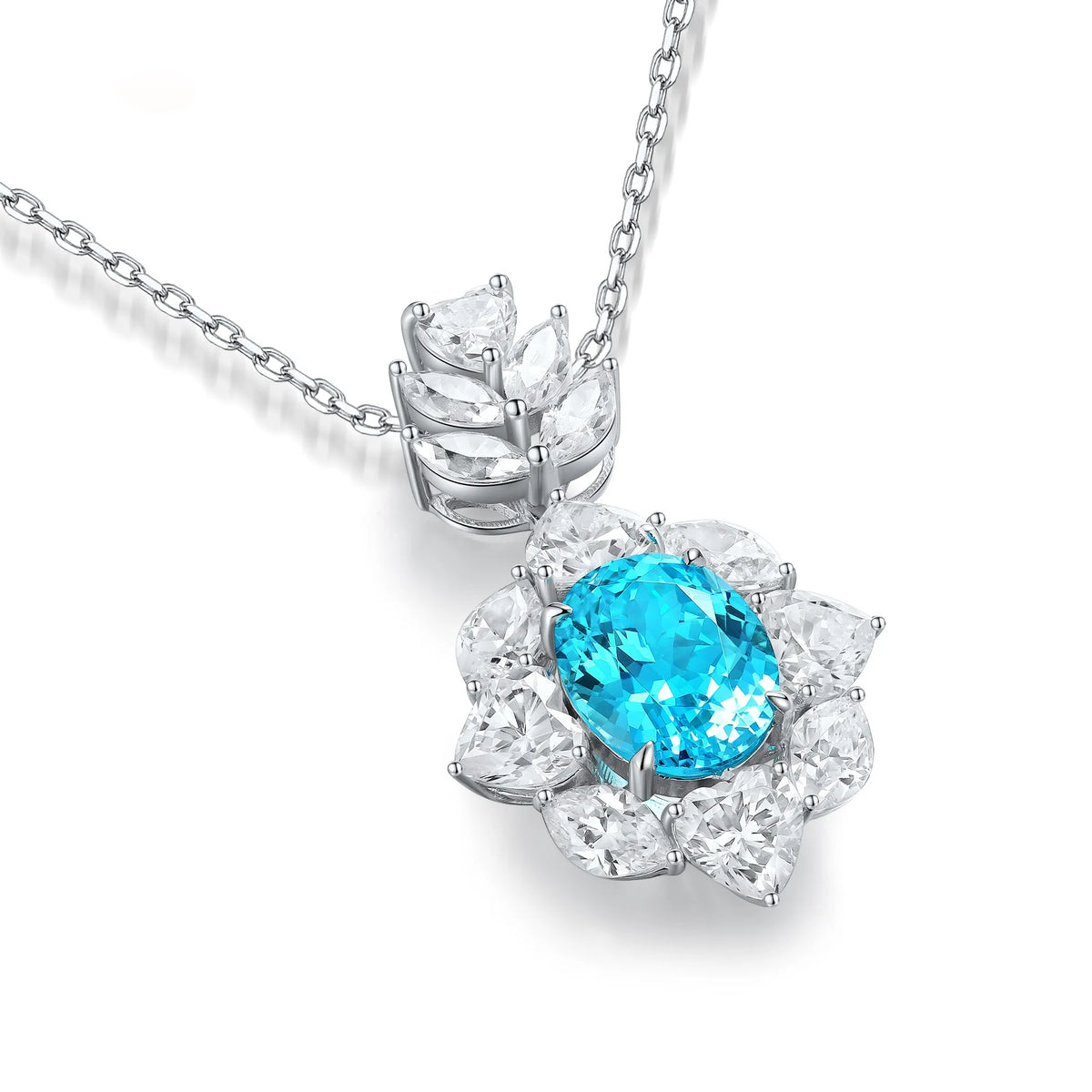 Gemfiori Anster 925 Sterling Silver High-quality Cultivated Paraiba Necklace - Suitable for Parties or As a Gift