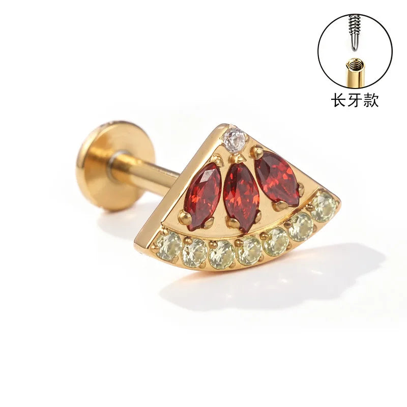 S&S ASTM F136 Titanium Zircon Helix Cartilage Stud | Gold | 31 Designs