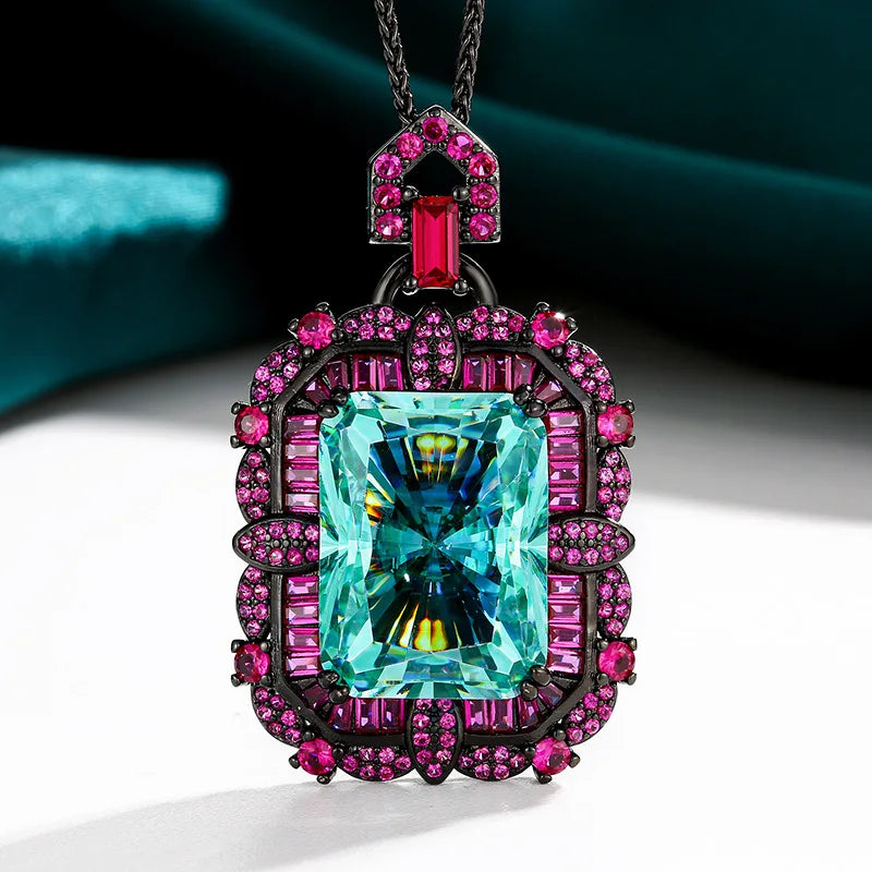 Gemfiori Jewelry Set Women's Retro Style Set Necklace Ring Copper Gold Plated Square Cutting 15 * 20 Wedding Party Zircon