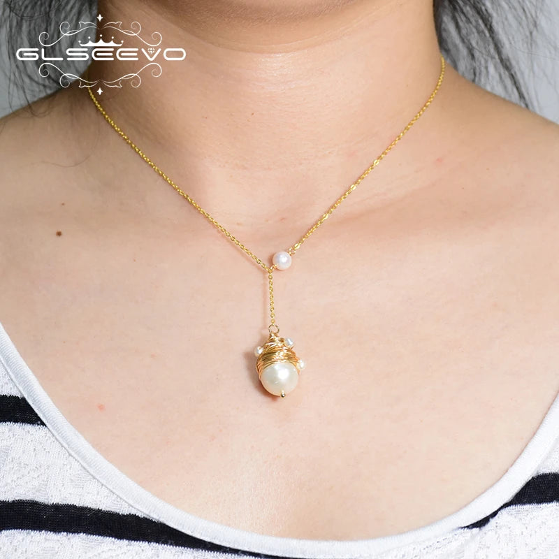 925 Sterling Silver Choker Necklace Natural Freshwater Pearl Flower  Pendant Necklace for Women Fashion Jewelry