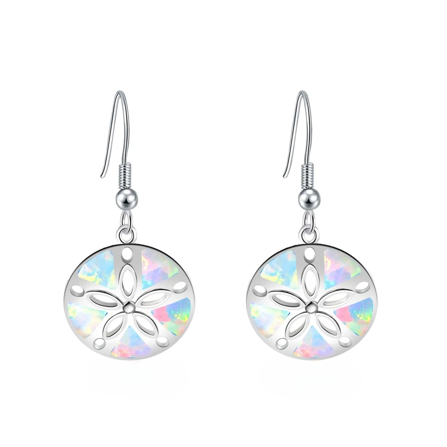 Geometric Opal Drop Earrings - Blue Fire Opal Solitaire & CZ Accent Design | Elegant Formal Jewelry Bulk Gifts