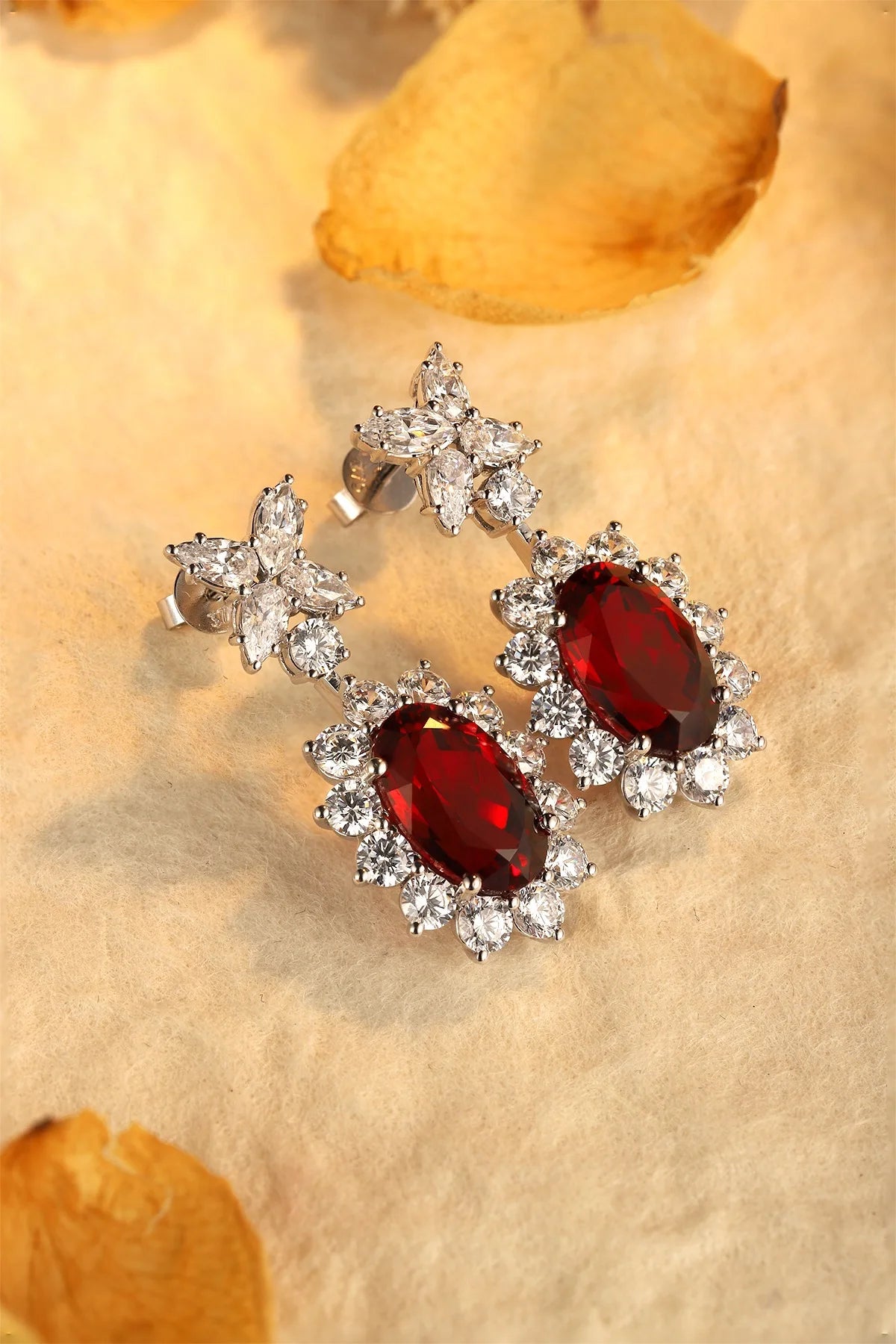 Gemfiori Anster High Quality S925 Lab Grown Ruby Earring Stud Dainty Gemstone Stud Earrings for Women Daily Wear Gift