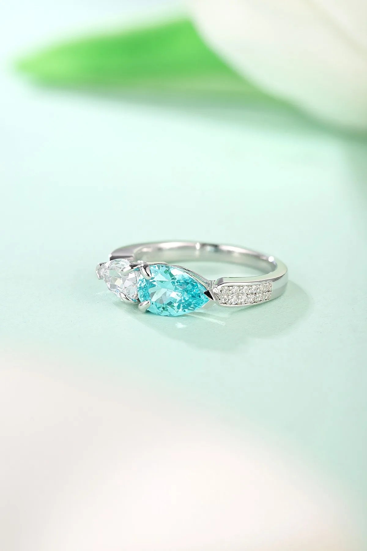 Gemfiori 925 Sterling Silver Lab Paraiba Gemstone Ring-Trendy Women's Wedding & Party Jewelry Gift