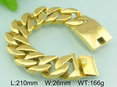 KALEN Hiphop Fine Jewelry Fashion Bracelets Men Stainless Steel 26mm Cuban Links Bracelet Bangle