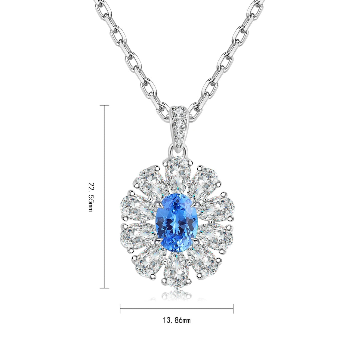 Gemfiori Anster 925 Sterling Silver High-quality Cultivated Cobalt Spinel Necklace - Suitable for Parties or As a Gift