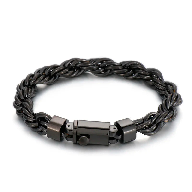 KALEN Unisex 230mm Gold/Silver/Black Stainless Steel Rope Chain Bracelet