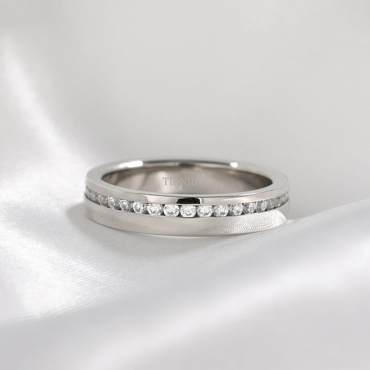 REBEL 4mm Cubic Zirconia Titanium Ring