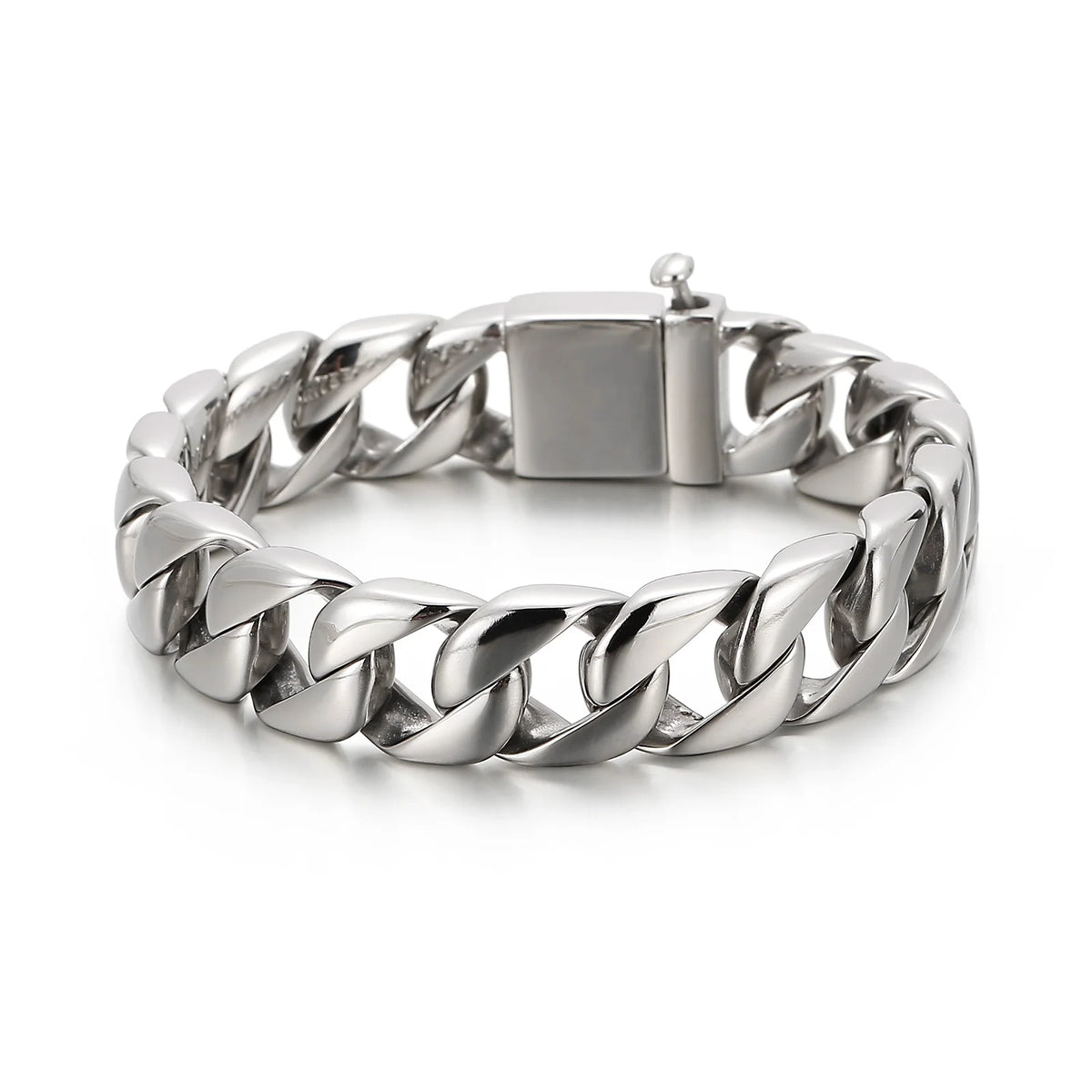 VIKING Shiny Hip Hop Chain Bracelet – 316L Stainless Steel Men's Silver Bangle