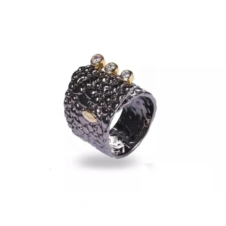 Fancy Black Ring 925 Sterling Silver Ring Jewelry for Party