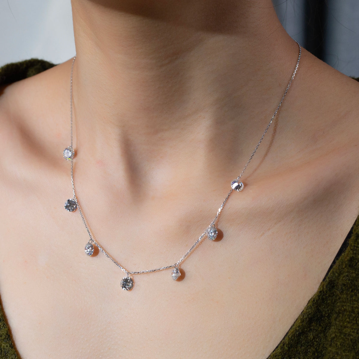Gemfiori MSN-960 9k 7pcs 1ct Each Loose Lab Diamond Pendant Necklace for Woman Custom Jewelry Valentine's Gift for Girlfriend Good Price