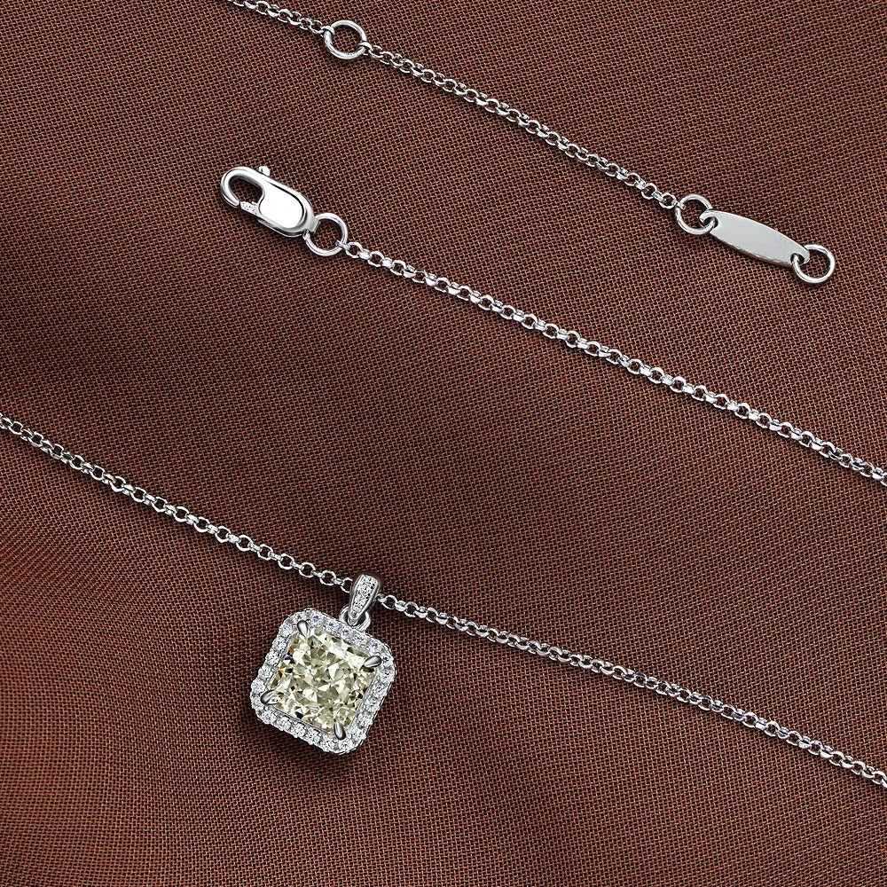 MUSHAN Jewelry Factory New 925 Silver 2 Carat Necklace Square 7*7 High Carbon Diamond Pendant European and American Style