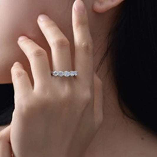 Silverelli | 925 Silver 0.5ct Eight-Arrow Cut High Carbon Diamond Ring | 5mm | Platinum Plated