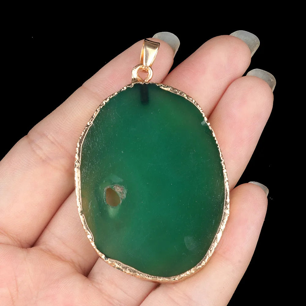 XOTICA Natural Stones Agate Crystal Pendant Gold Plated Gemstone Druzy Necklace Pendants for Women Fashion Jewelry