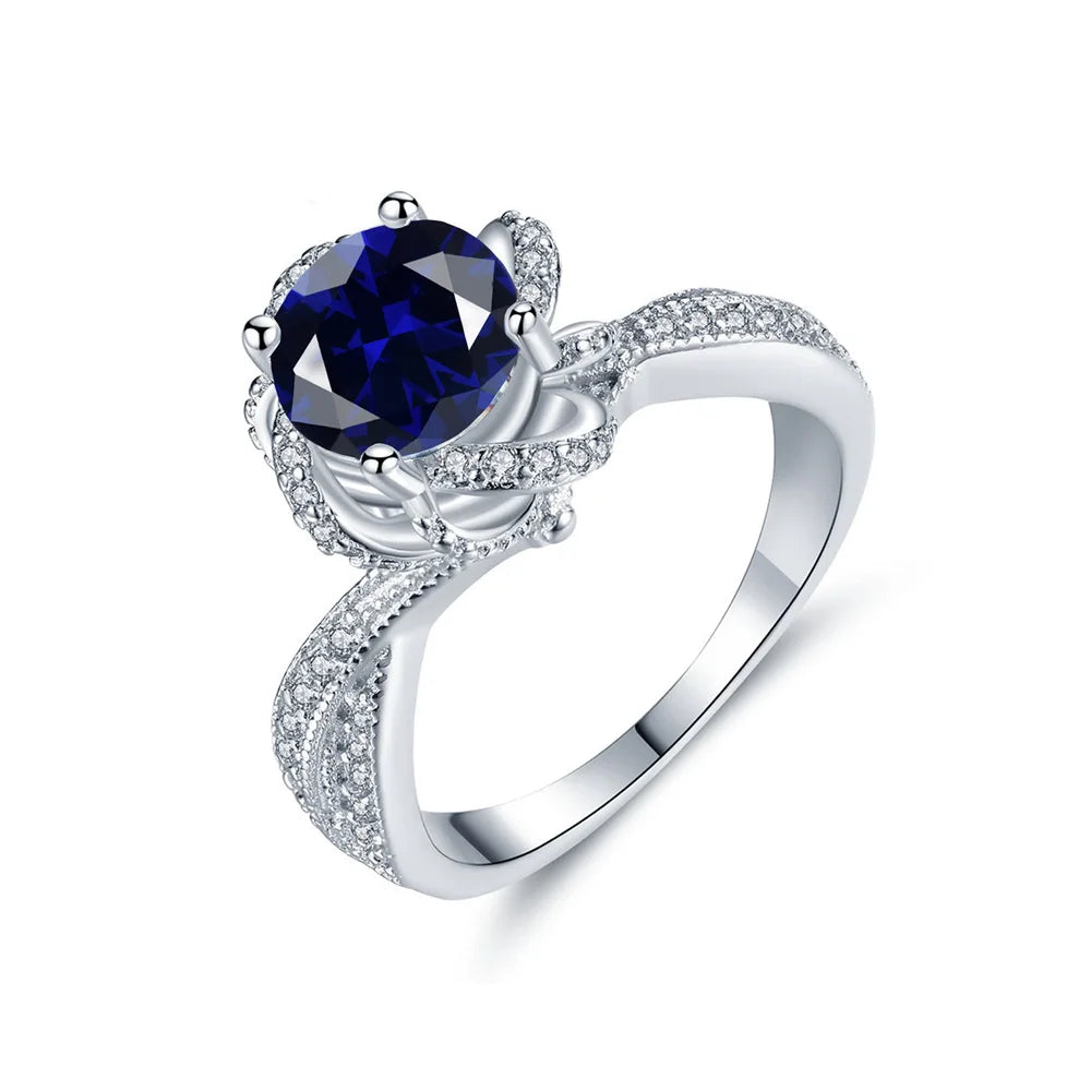 MuShan Jewelry Factory Rotating Rose Ring Female S925 Pure Silver Full Diamond Set with Colored Zircon Ring
