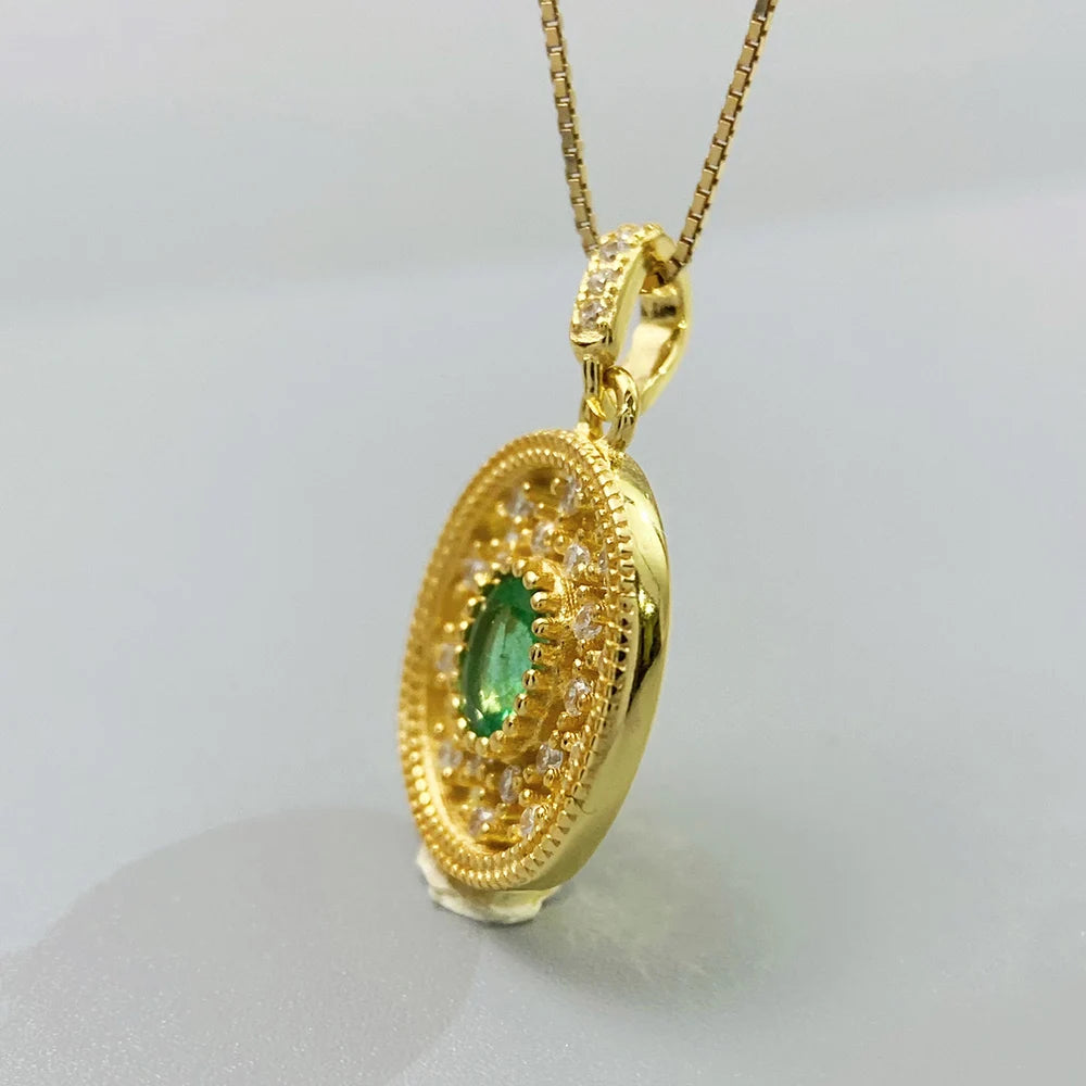 Gioiellieri Natural Green Emerald Jewelry for Women with 925 Sterling Silver Pendant May Birthstone Fine Jewelry Wedding Anniversary Choice