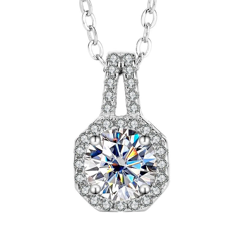 1 Ct Moissanite Square Pendant Necklace 925 Sterling Silver Necklace Luxury Fine Princess Clavicle Necklace Customizable Square