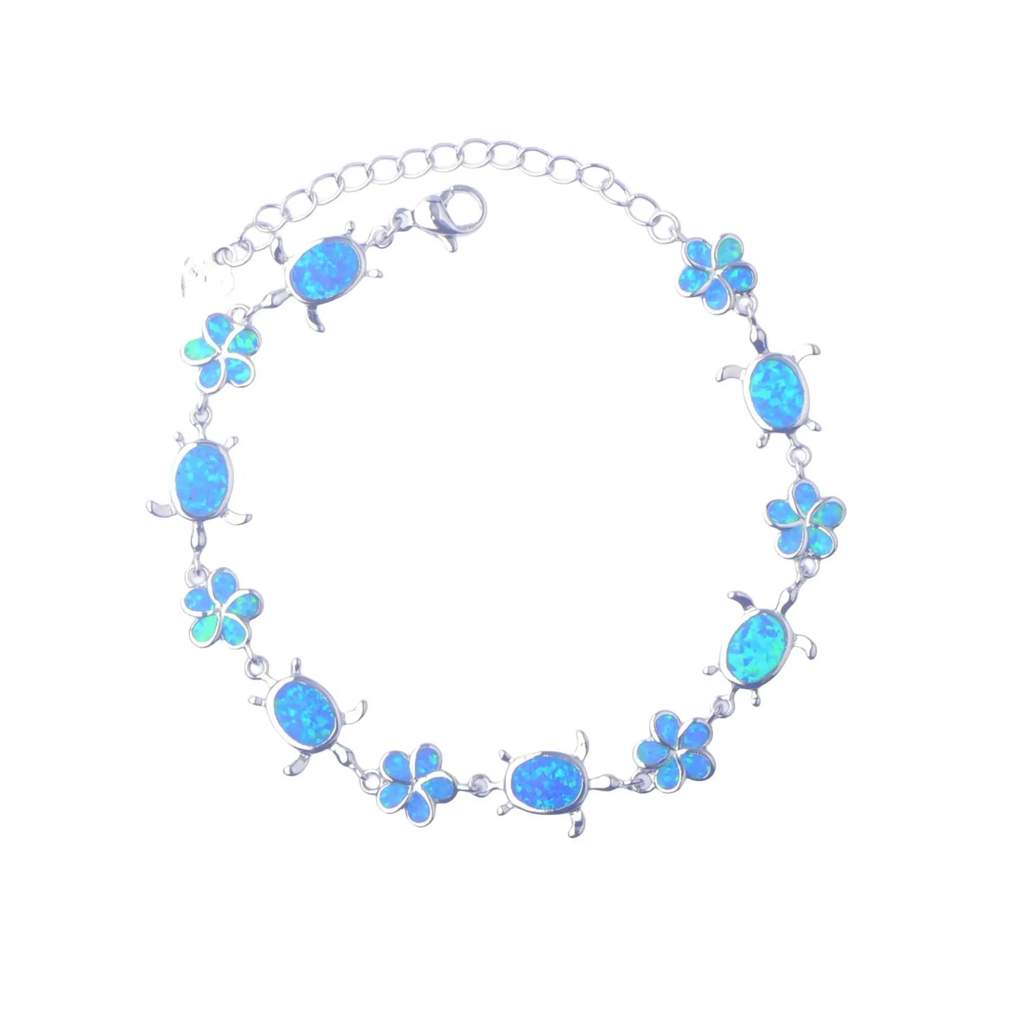 Hawaiian Beach Turtle Flower Christian Opal Beaded Trendy Silver Plated Brass Fashion Jewelry for Women's Anniversary Bulk