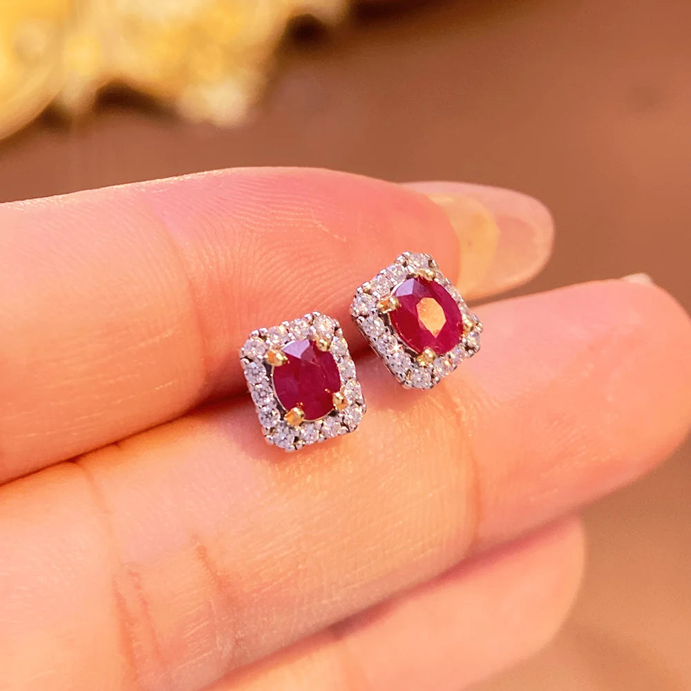 Gioiellieri Dainty Natural Ruby Drop Earrings Gold Plated 925 Silver Luxury Minimalist Claw Setting Yashiman Women's Third Party Appraisal