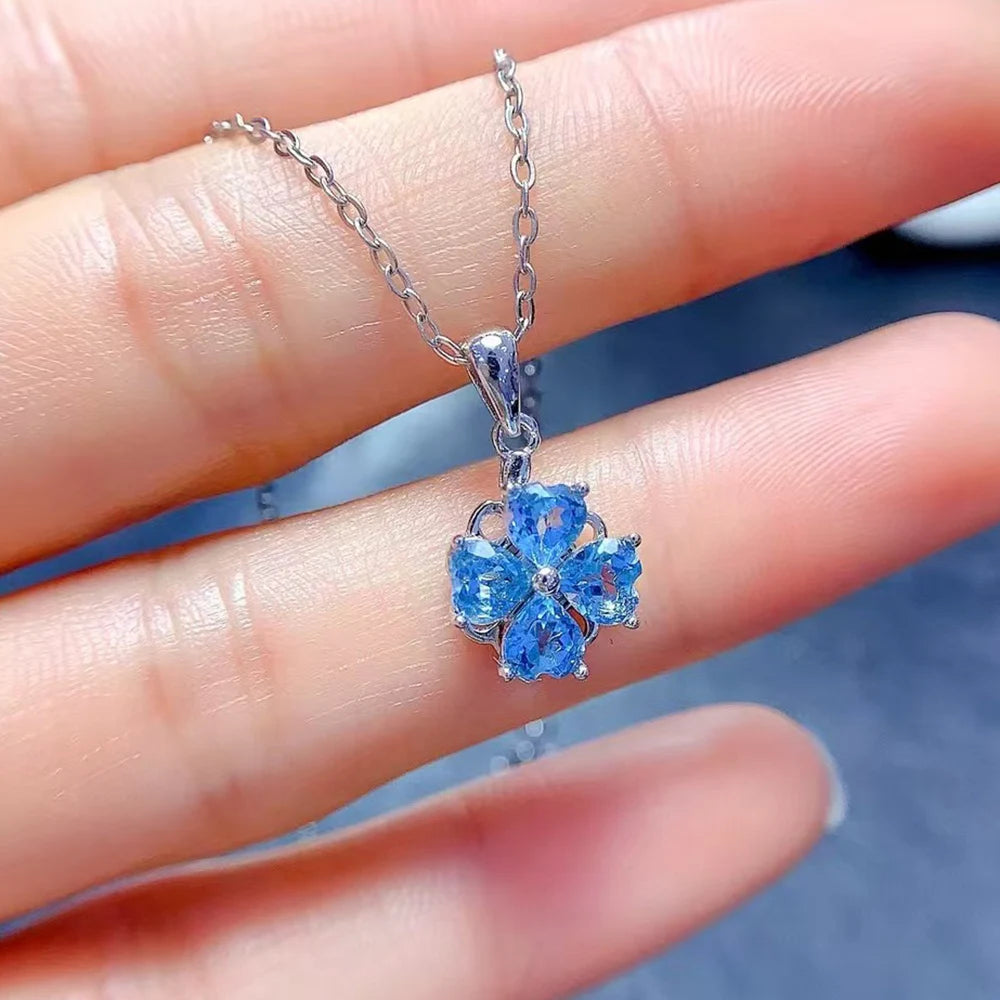 Natural Swiss Topaz Jewelry Set 925 Sterling Silver Heart Cut Gemstone Necklace Ring Earrings December Birthstone Bridal Gift