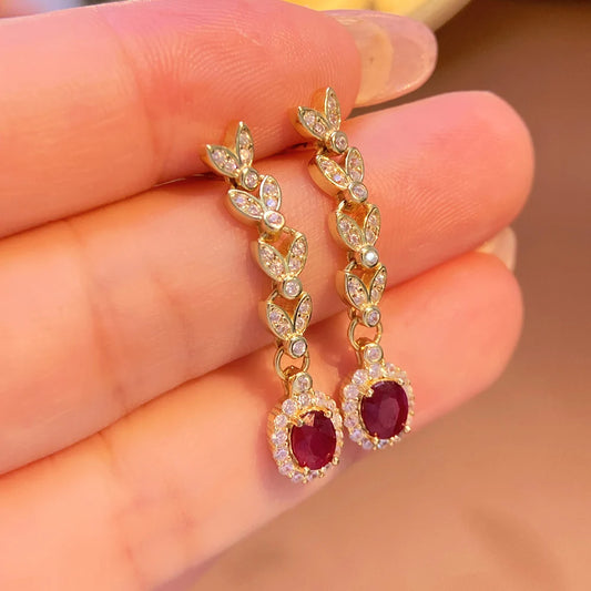 Gioiellieri Dainty Natural Ruby Drop Earrings 925 Silver Luxury Minimalist Claw Setting Yashiman Women's Third Party Appraisal