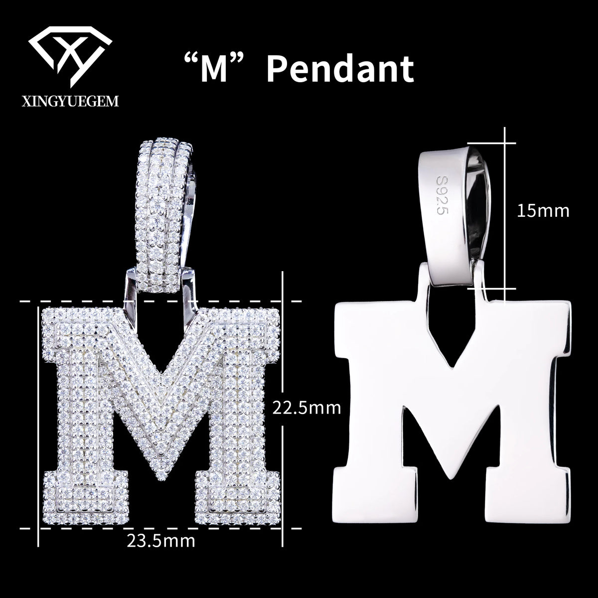 ArtistA Custom Hip Hop Fine Jewelry 925 Sterling Silver White Gold Plated GRA Certified Brilliant Cut Moissanite Pendant
