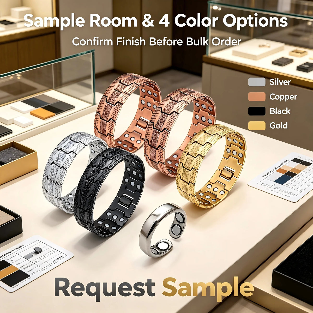 NewLife - Magnetic Three-Row Zinc Alloy Geometric Bracelet