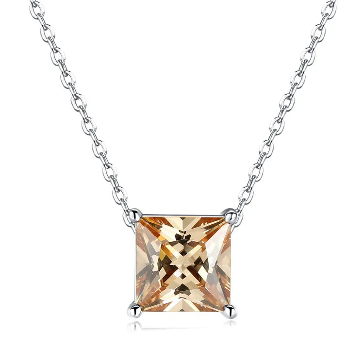 S&S 925 Silver CZ Birthstone Charm Pendant Necklace | Claw-Set Zirconia | 12 Styles